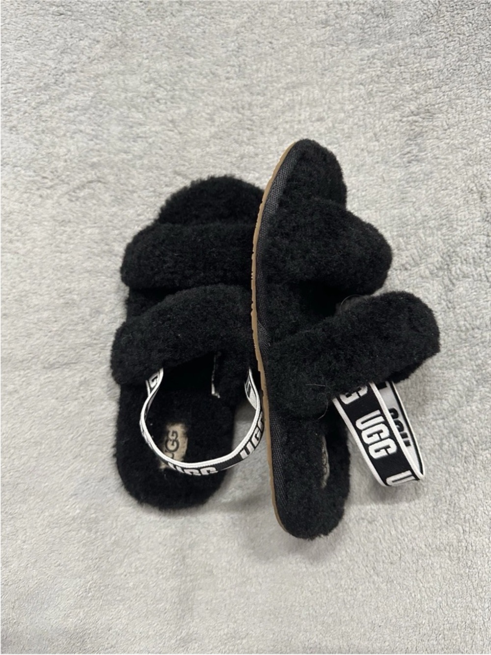 Ugg Oh-Yeah Girls TD 'Black' Slides 1116636T Size 12 - Picture 2 of 7